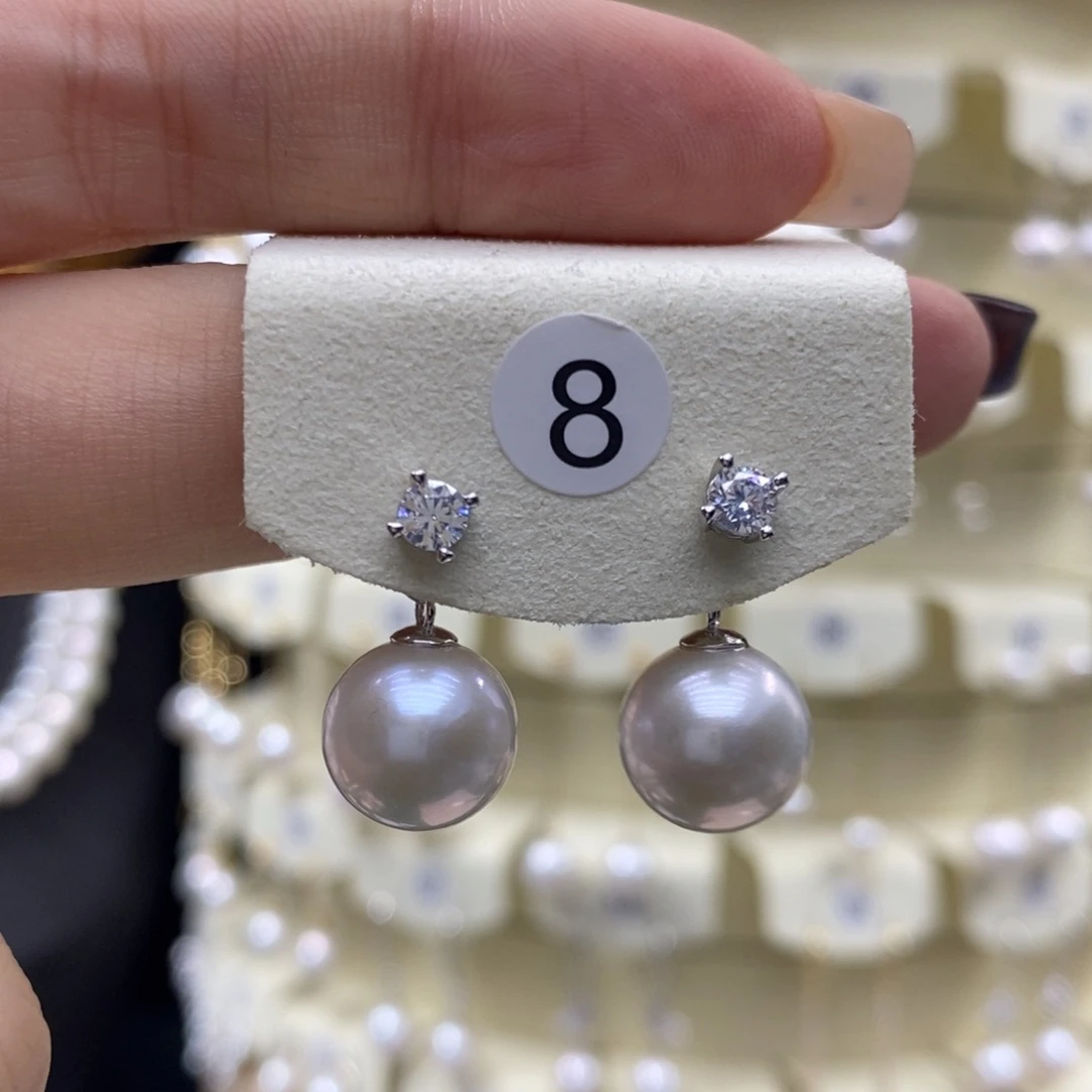银S925镶嵌耳饰淡水珍珠