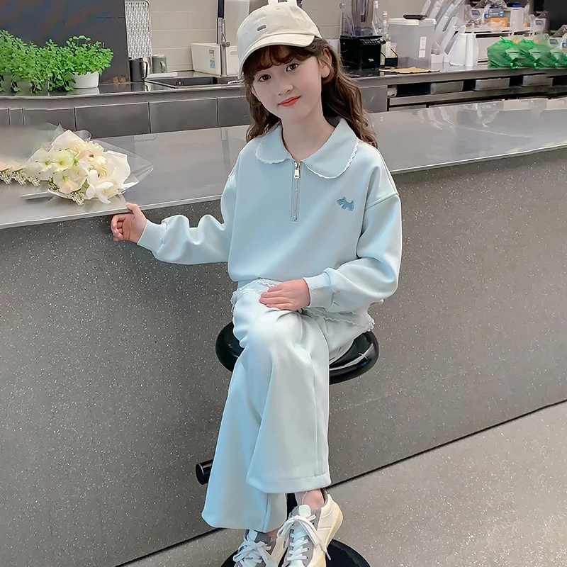 女童套装2025春季新款儿童韩版洋气运动衣服春秋中大童休闲两件套