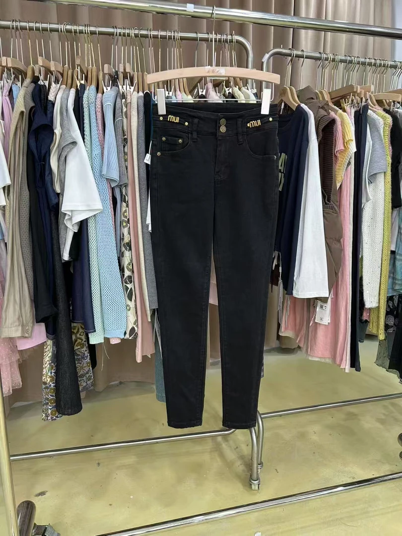 Q1650黑色高腰牛仔裤春季新款紧身显瘦高小脚铅笔裤