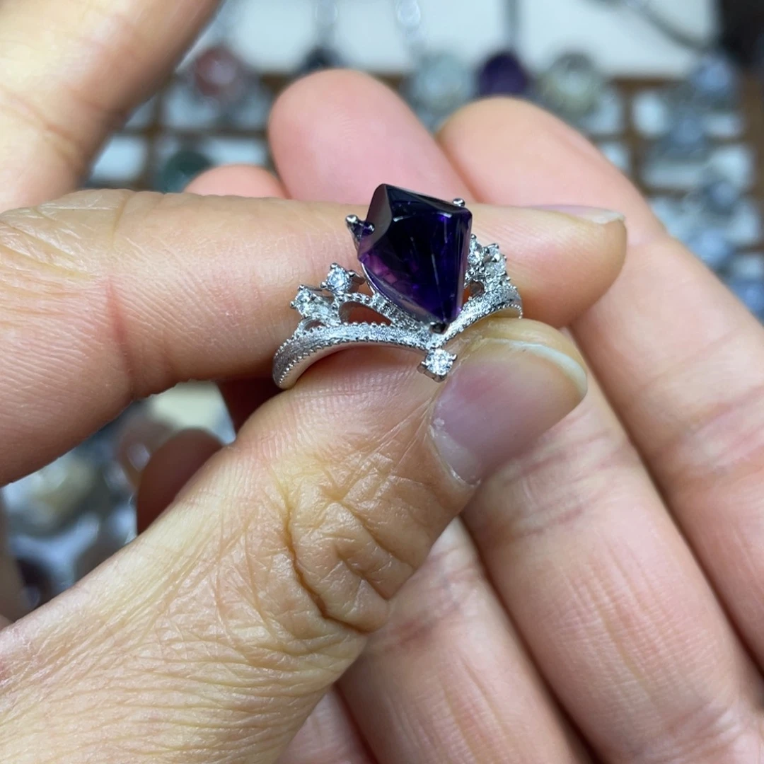 【闪购商品】银S925镶嵌珠宝半成品水晶戒指