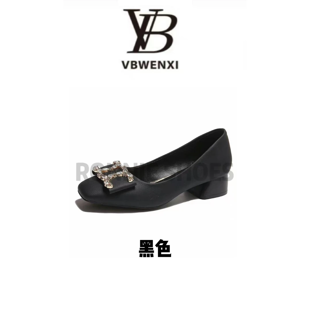 2025新款高级感水钻绒面单鞋女一脚蹬软底软面百搭职场YH-85