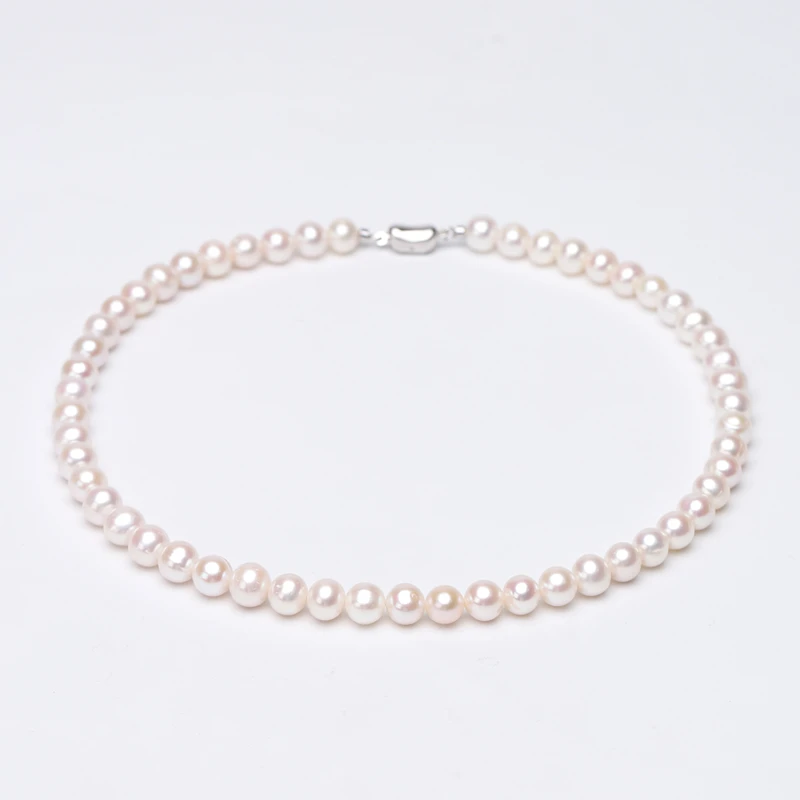 【天女光，极光，无核】淡水无核珍珠S925银仙女链6.3-7.3mm