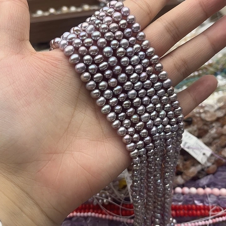 玛瑙/玉髓未镶嵌珠宝半成品一条5-6mm左右椭圆珍珠