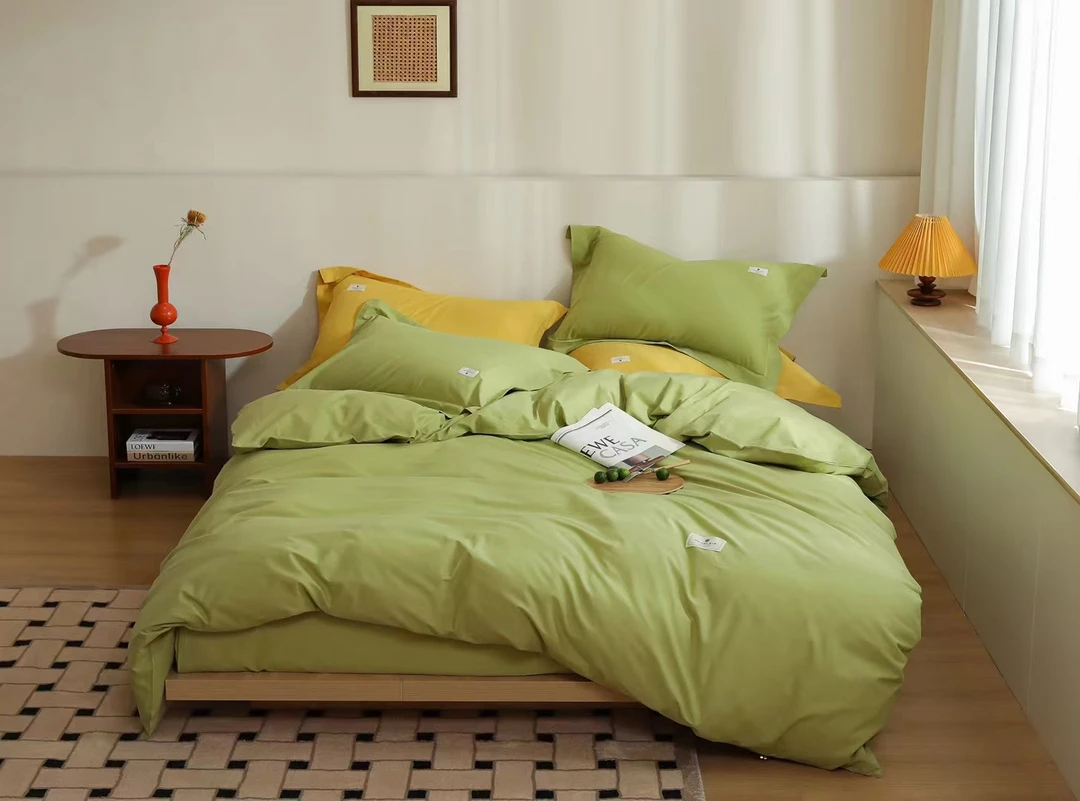 全棉四件套，纯色全棉四件套轻奢简约