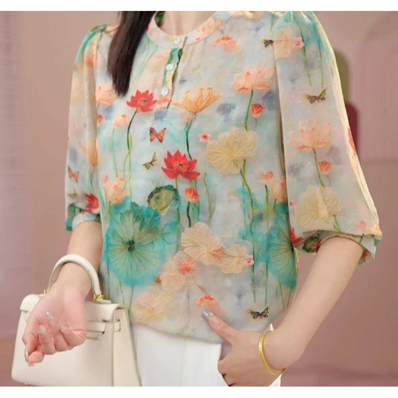 721-[高品质]气质优雅时尚碎花衬衫