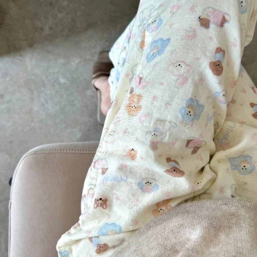 薄款遛弯可爱休闲睡裤女夏季可外穿长裤学生宽松慵懒夏季睡衣女