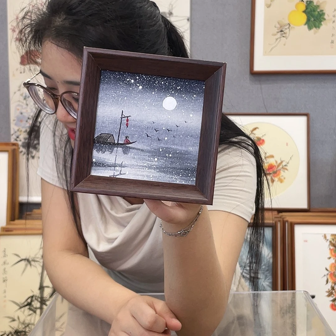 书法手绘带框尺寸：12*12