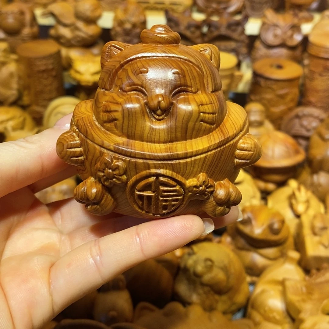 柏木（崖柏）s*m崖柏手把件，招财猫
