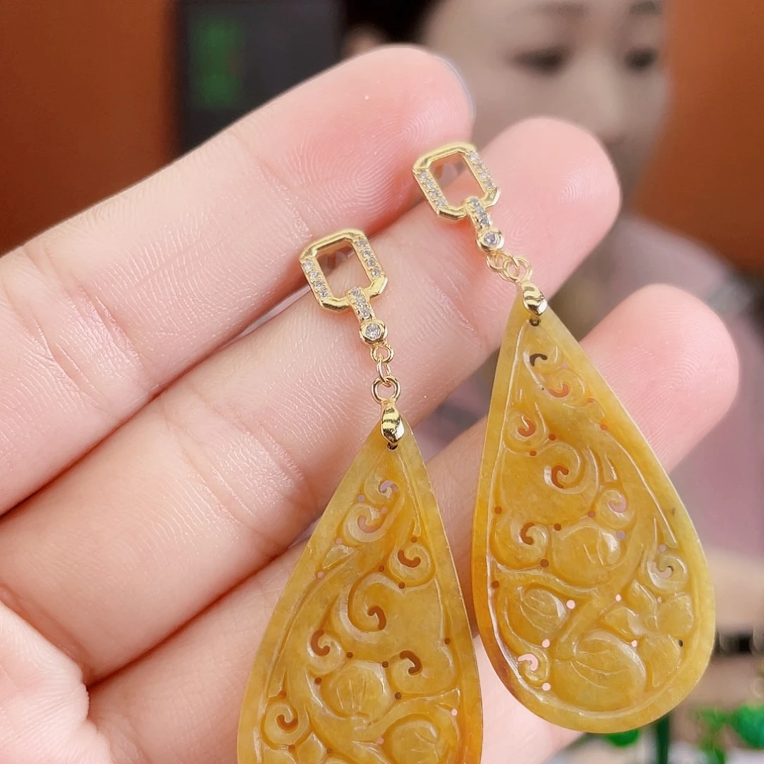 翡翠银S925镶嵌耳饰