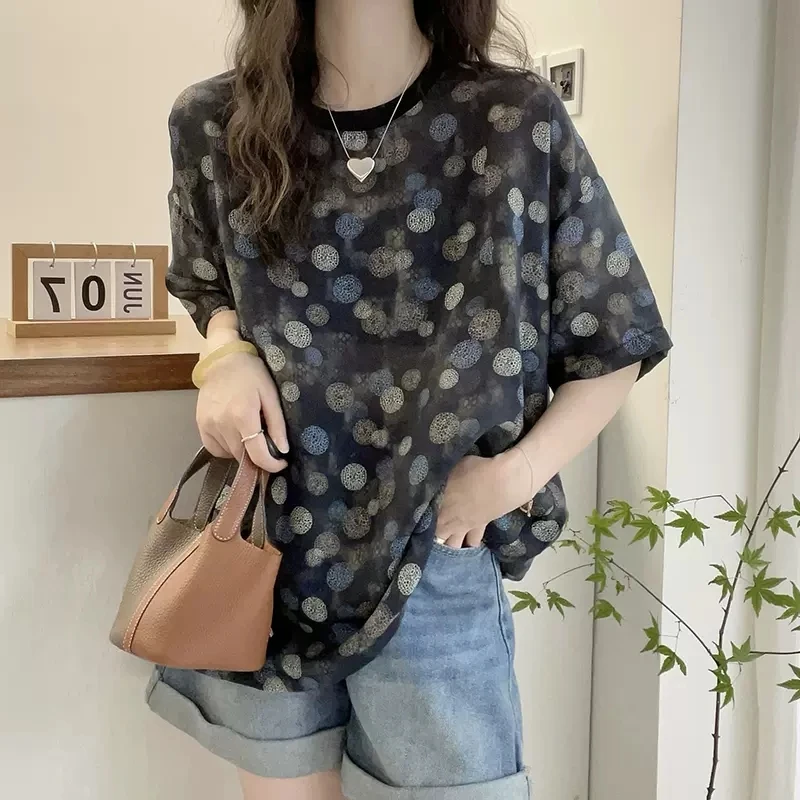 SS370彩色波点A字衬衫女欧洲站夏装2025新款欧货时尚娃娃衫上衣