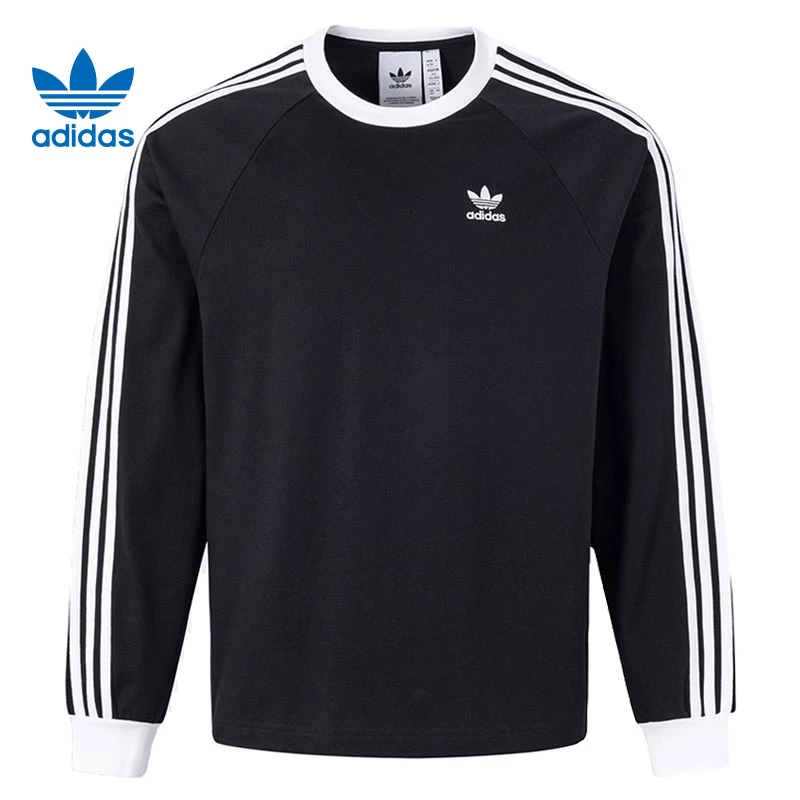 Adidas阿迪达斯三叶草男子经典纯棉运动休闲宽松长袖T恤KE5824