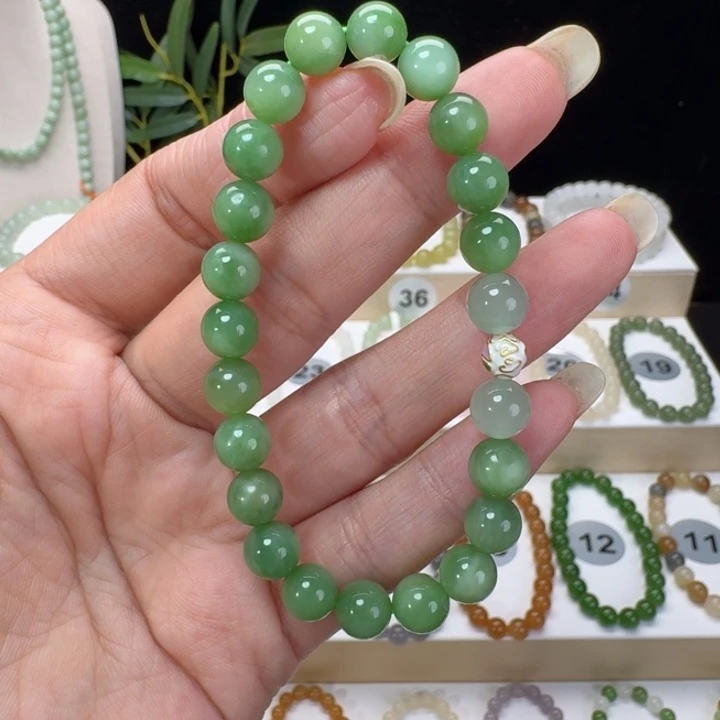 和田玉未镶嵌手串卡8黑羊洞碧玉设计款