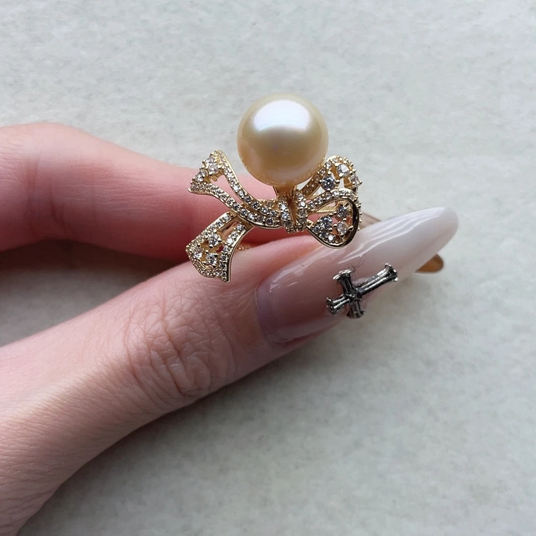 戒指98海水珍珠银S925镶嵌