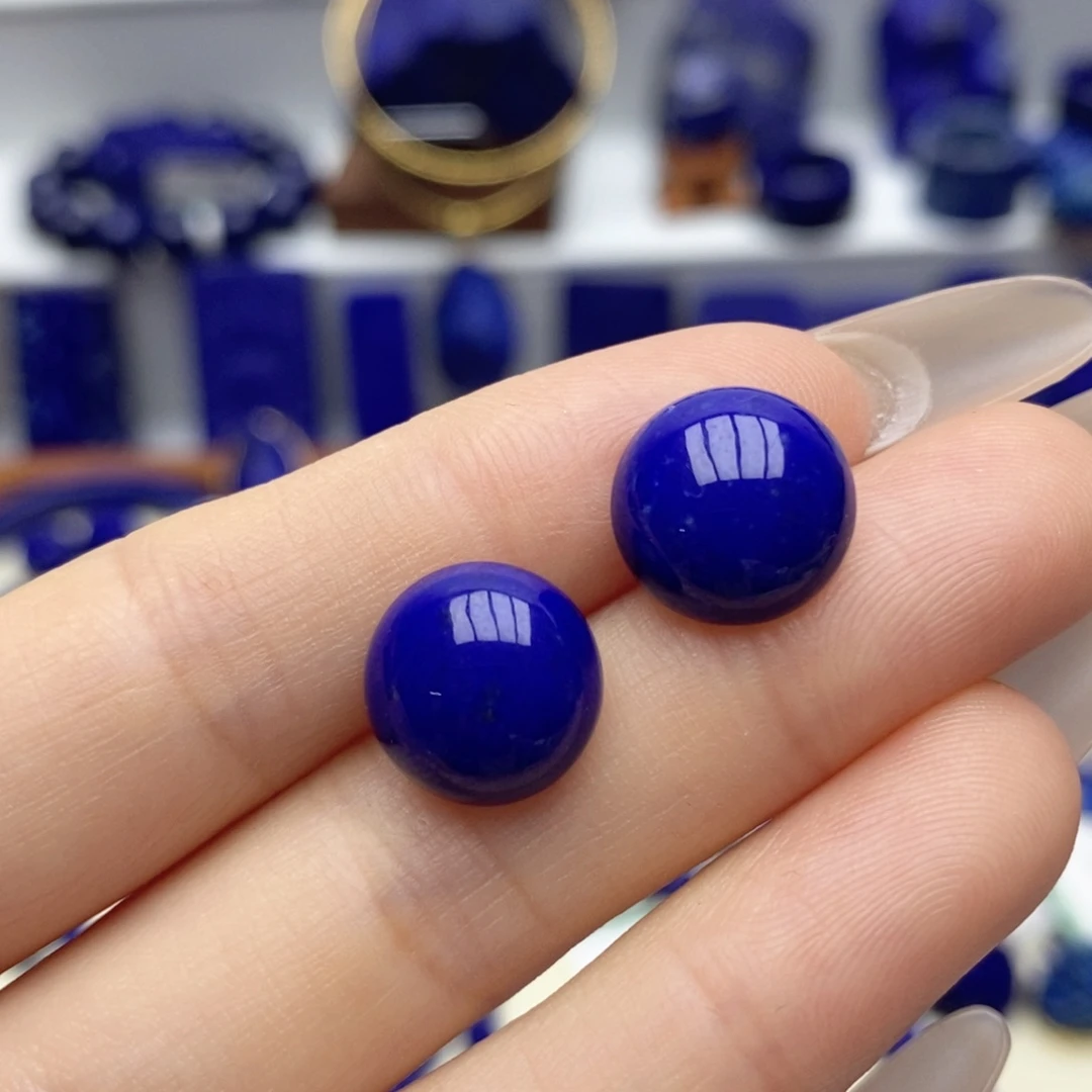 青金石未镶嵌耳饰12mm
