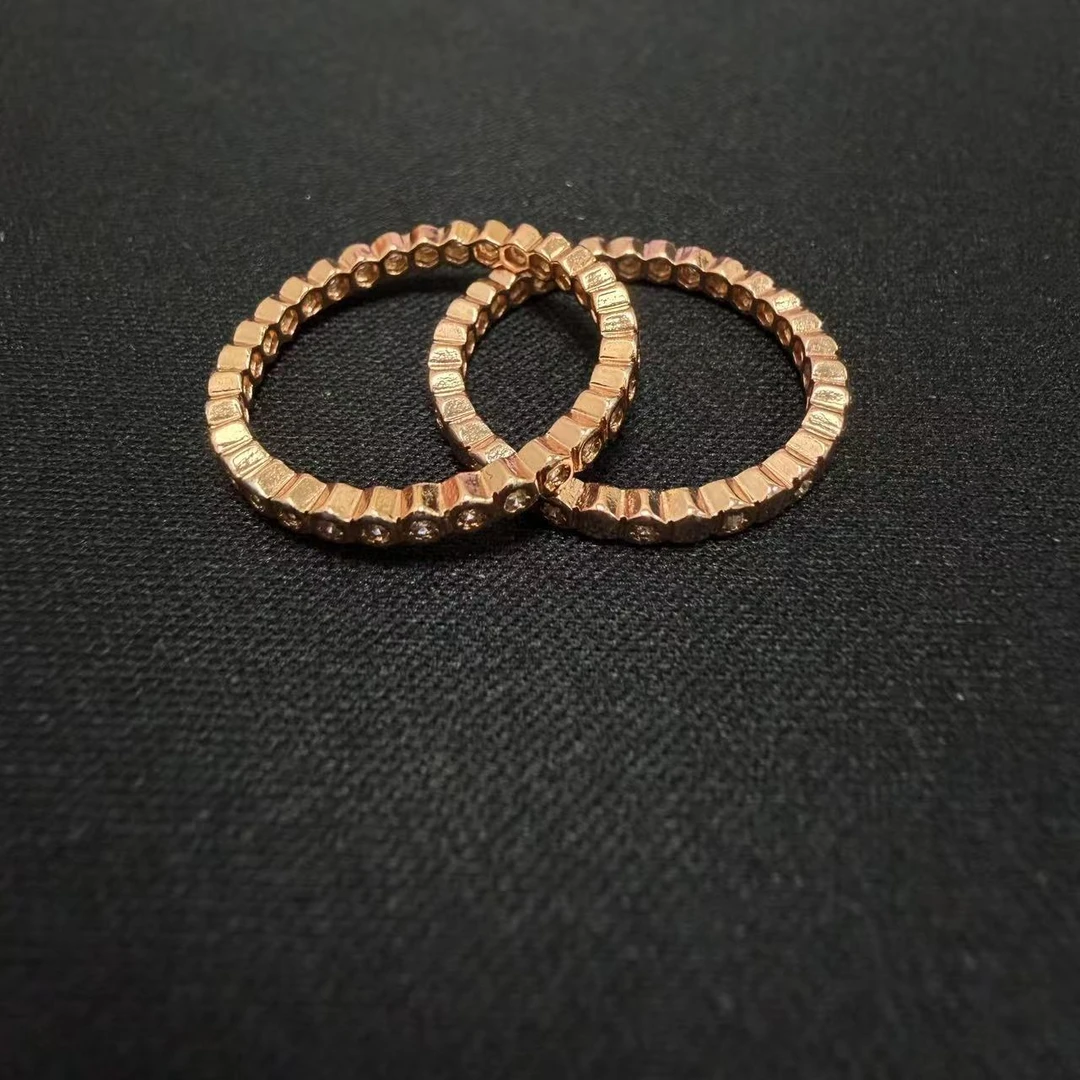 钛钢戒指 蜂巢戒指玫瑰金两件套163