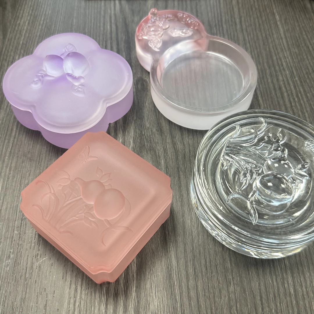 福禄琉璃墨盒带盖墨蝶透明保湿书法专用文房四宝砚台