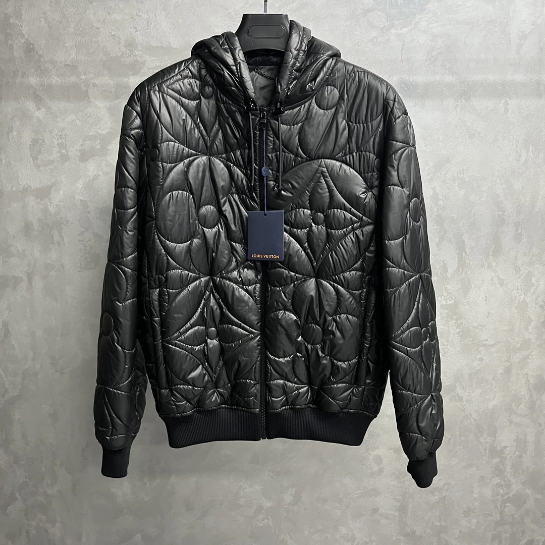 未使用 LouisVuitton/路易威登 黑色logo压纹图案棉服/48/50