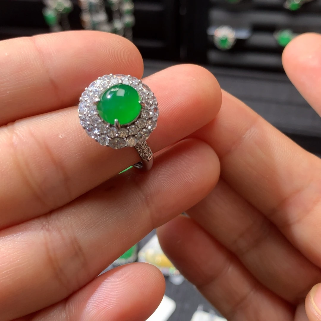 翡翠银S925镶嵌戒指