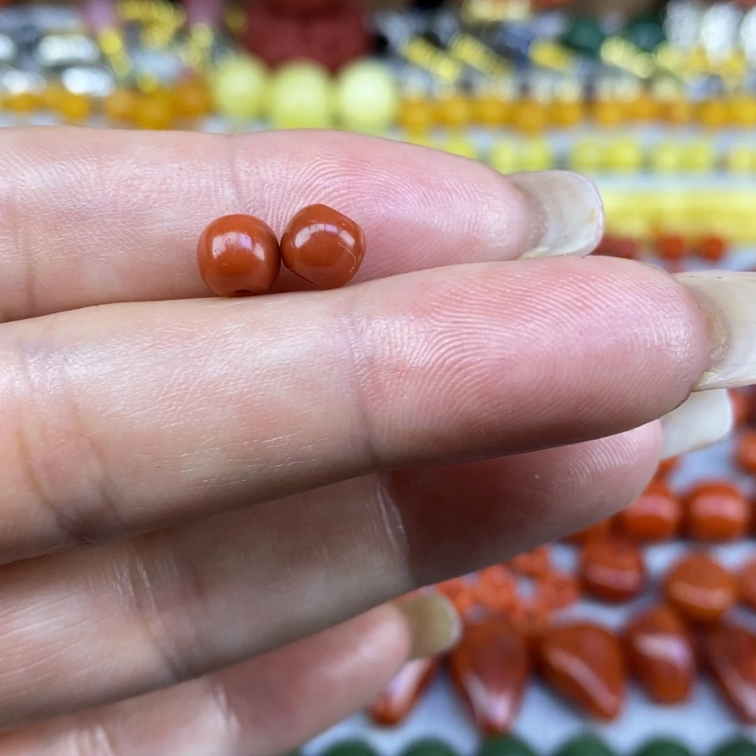 南红玛瑙未镶嵌对珠6mm