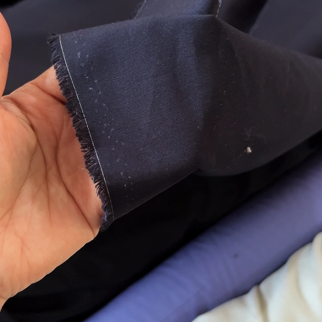 棉一米价港货藏青纯棉细帆布1.4米宽果子对面里面