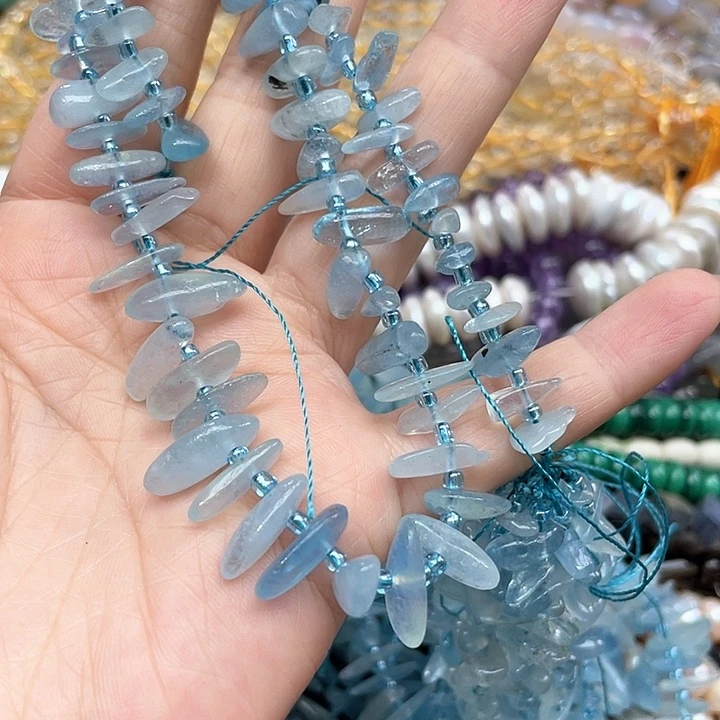 玛瑙/玉髓合金珠宝半成品一条海蓝宝卡子
