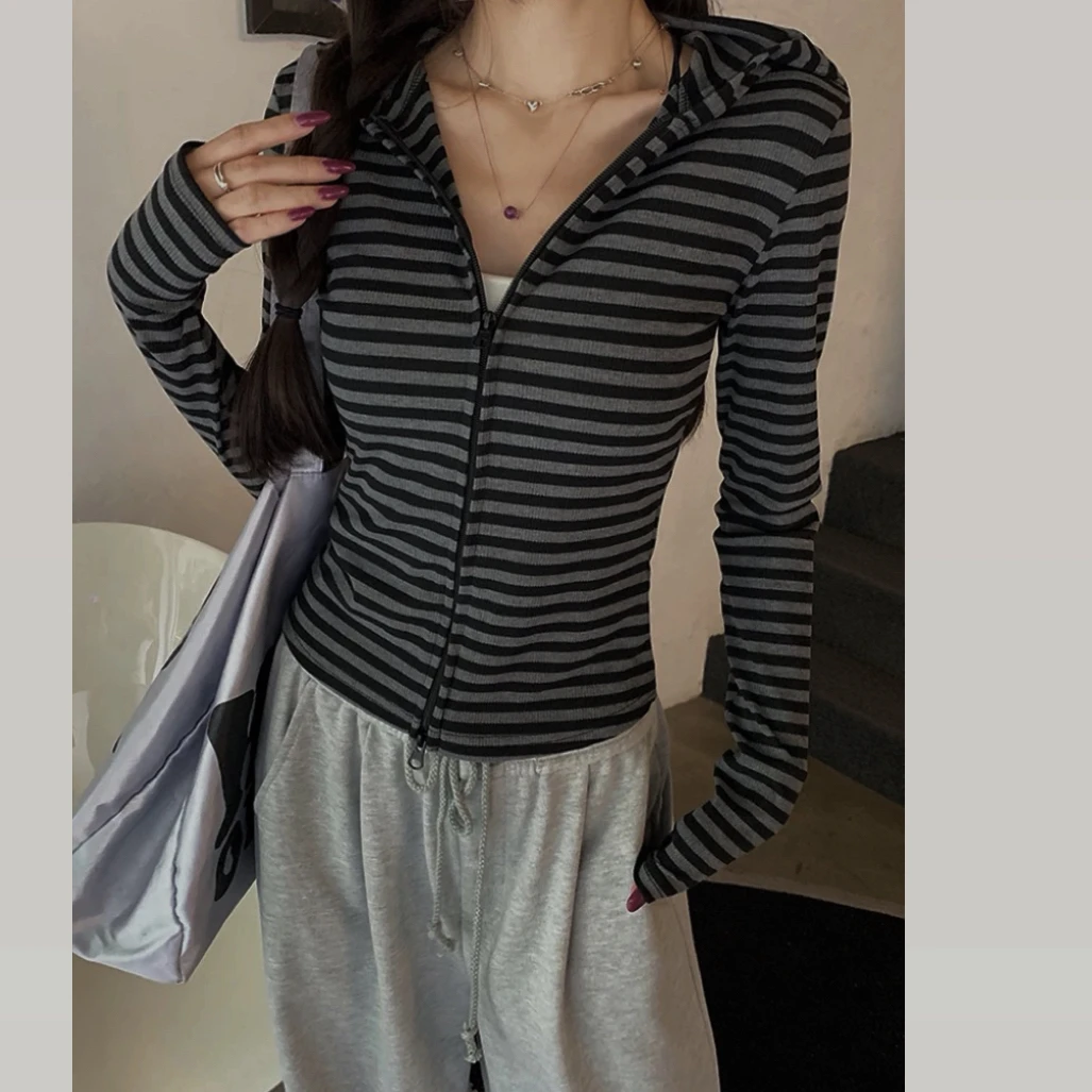 【条纹上衣】假两件条纹上衣女