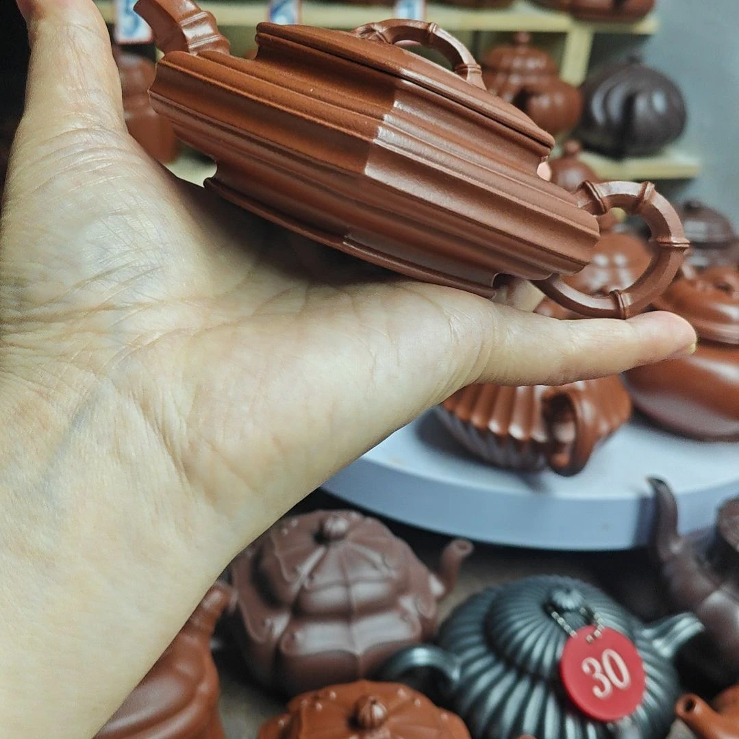 宜兴紫砂壶筋纹器半手工制作赵庄朱泥容量一佰四十CC