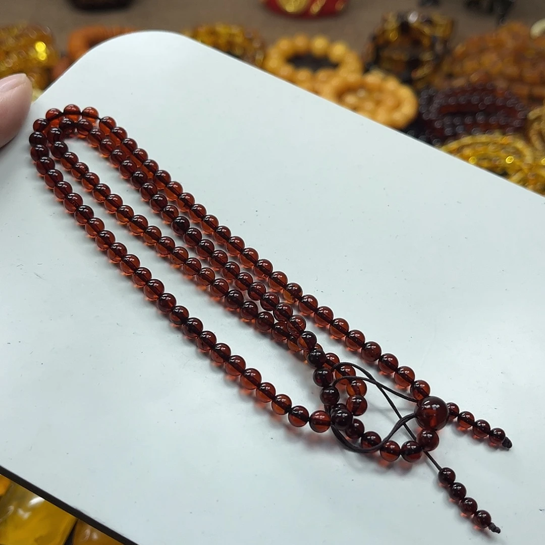 血珀未镶嵌手串血珀108