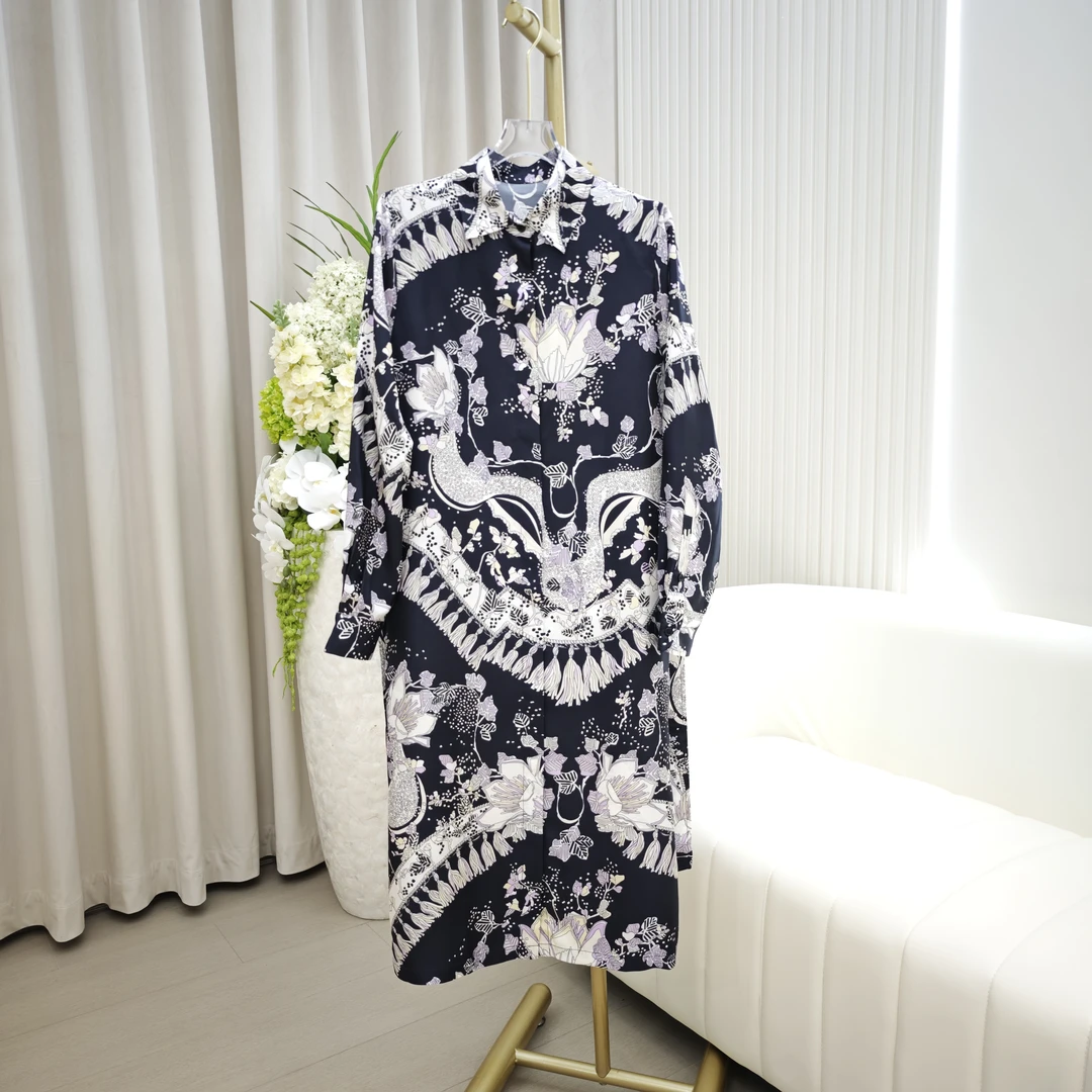 【宸慕】重磅斜纹绸百分百桑蚕丝连衣裙25626