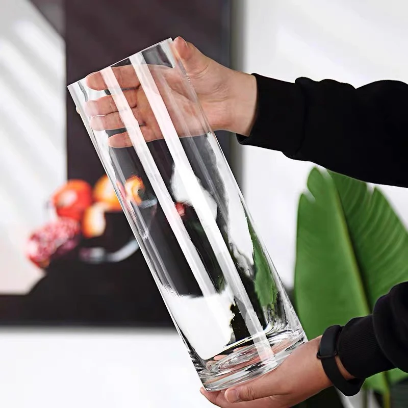 透明加厚直筒玻璃花瓶水培植物雪柳水养龙柳马醉木富贵竹专用插花