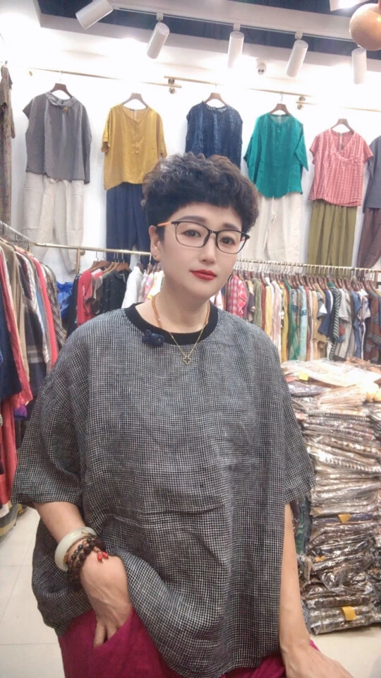 短款休闲风落肩袖圆领T恤套头衫