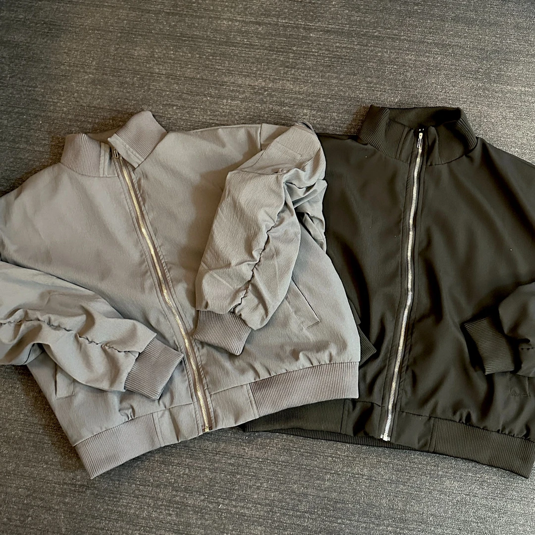 【新新】春款设计感美式复古飞行夹克短款廓形外套男女百搭立领夹克