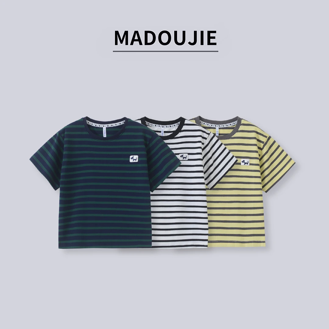 027【条纹风T恤】男童女童T恤2025新款运动T恤5206