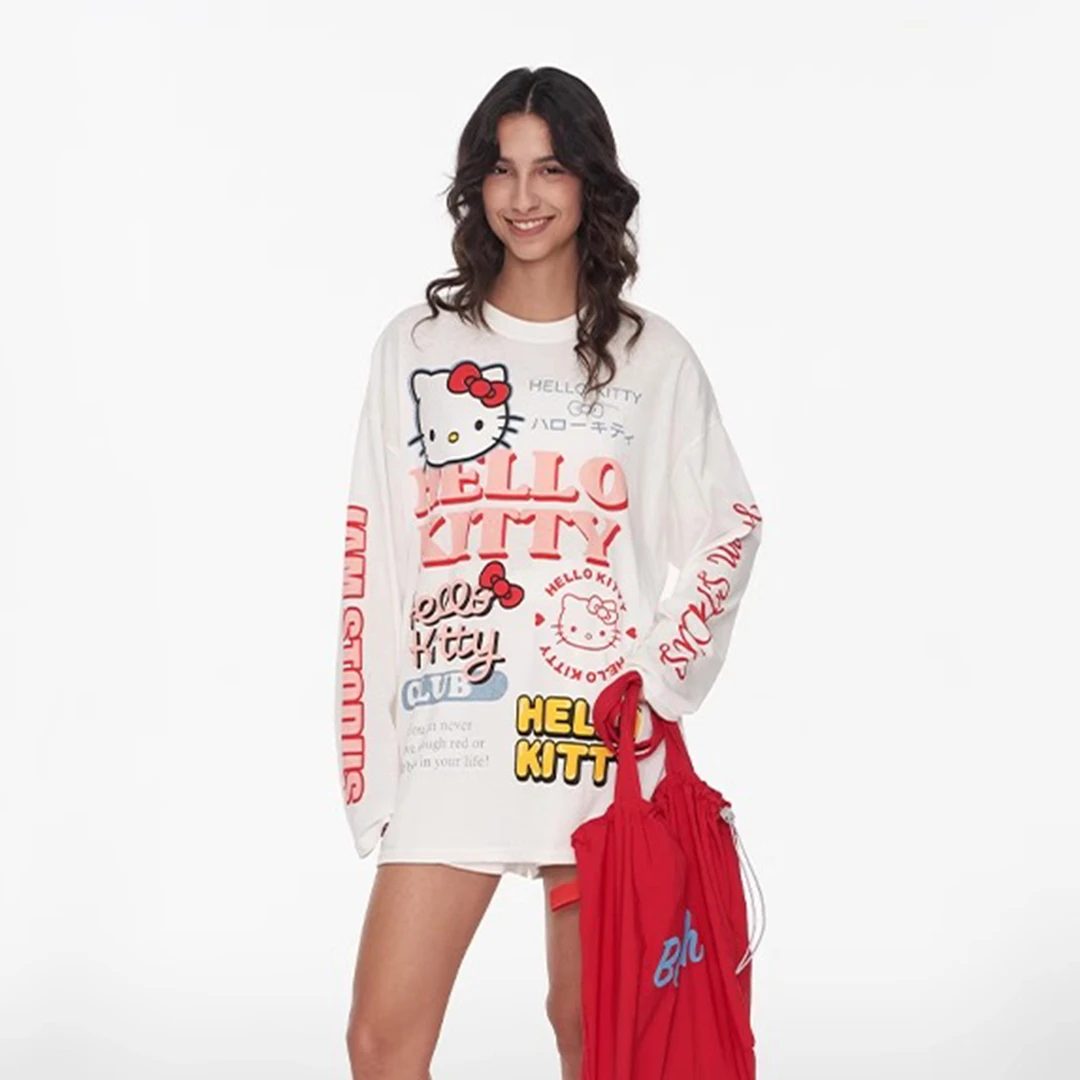 THE ENES减龄hellokitty防晒衣印花宽松薄款长袖T恤多巴胺服装女
