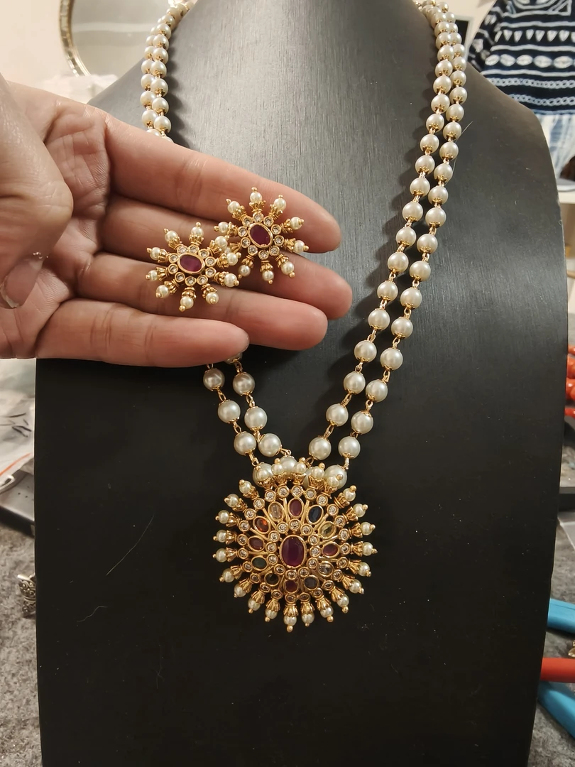 铜合金亚克力项链 印度款民族风两件套