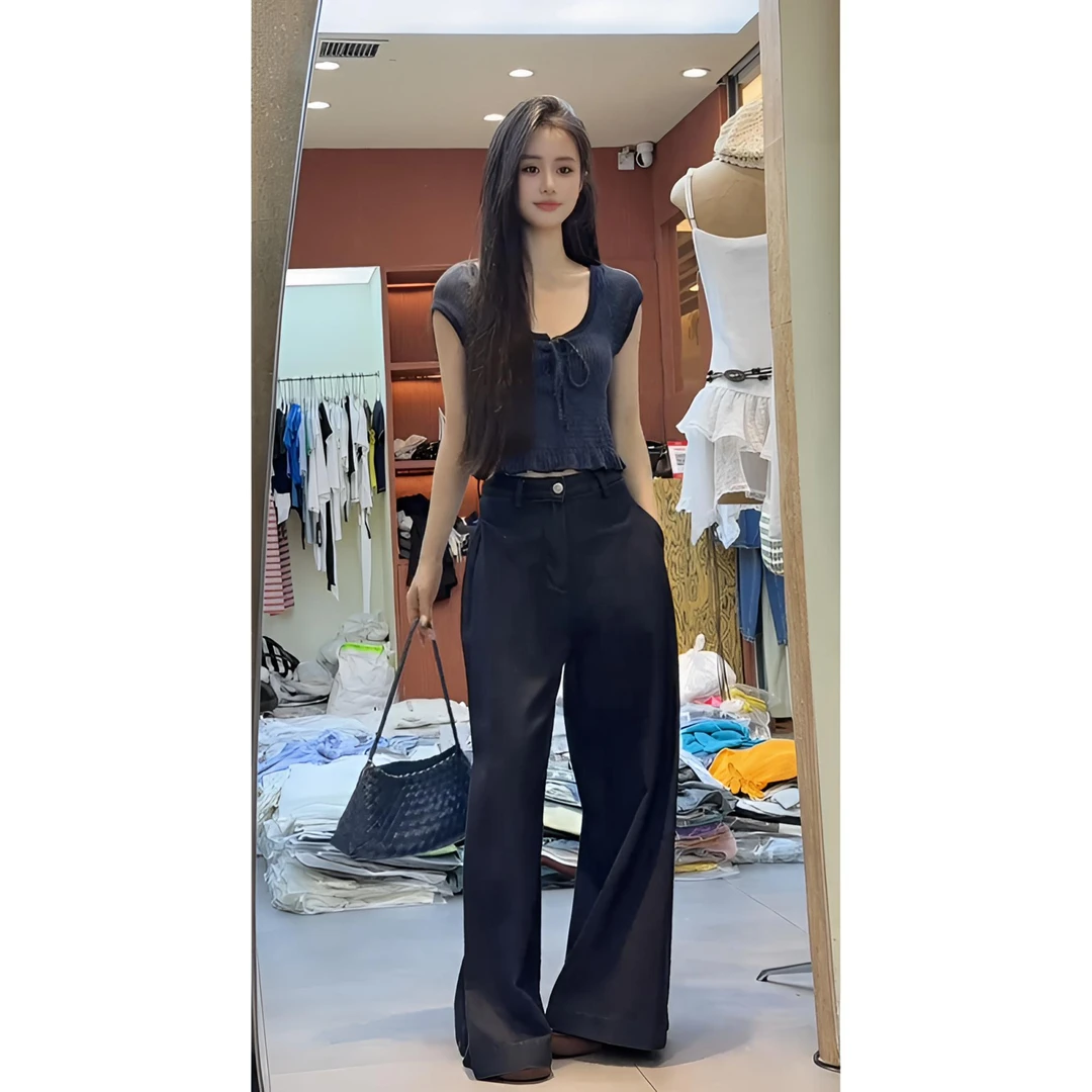 MARIE.COCO高级感时髦小飞袖针织显瘦上衣搭配阔腿休闲裤时尚套装