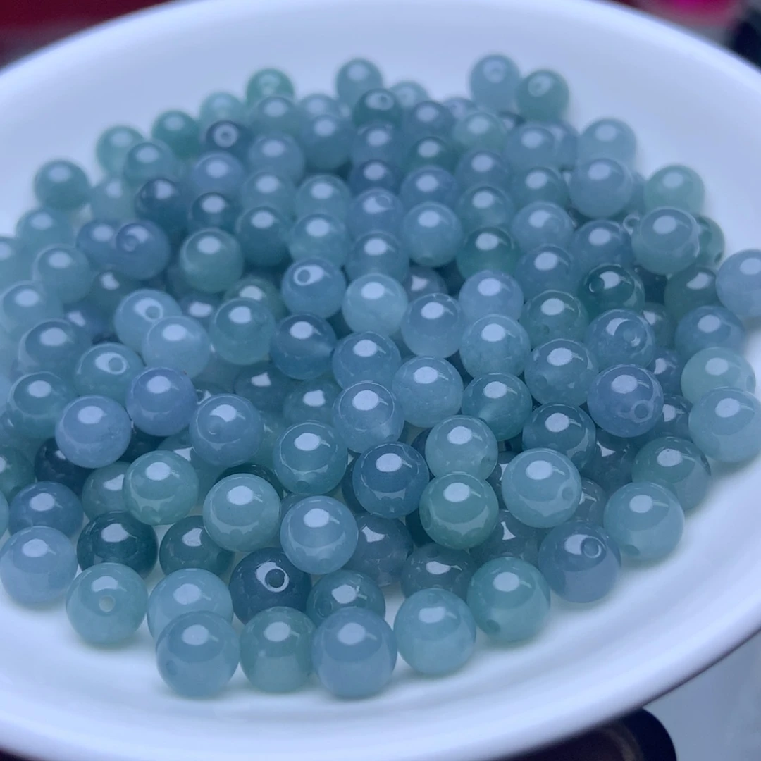 未镶嵌手链翡翠卡6.1冰透蓝水30个单圈