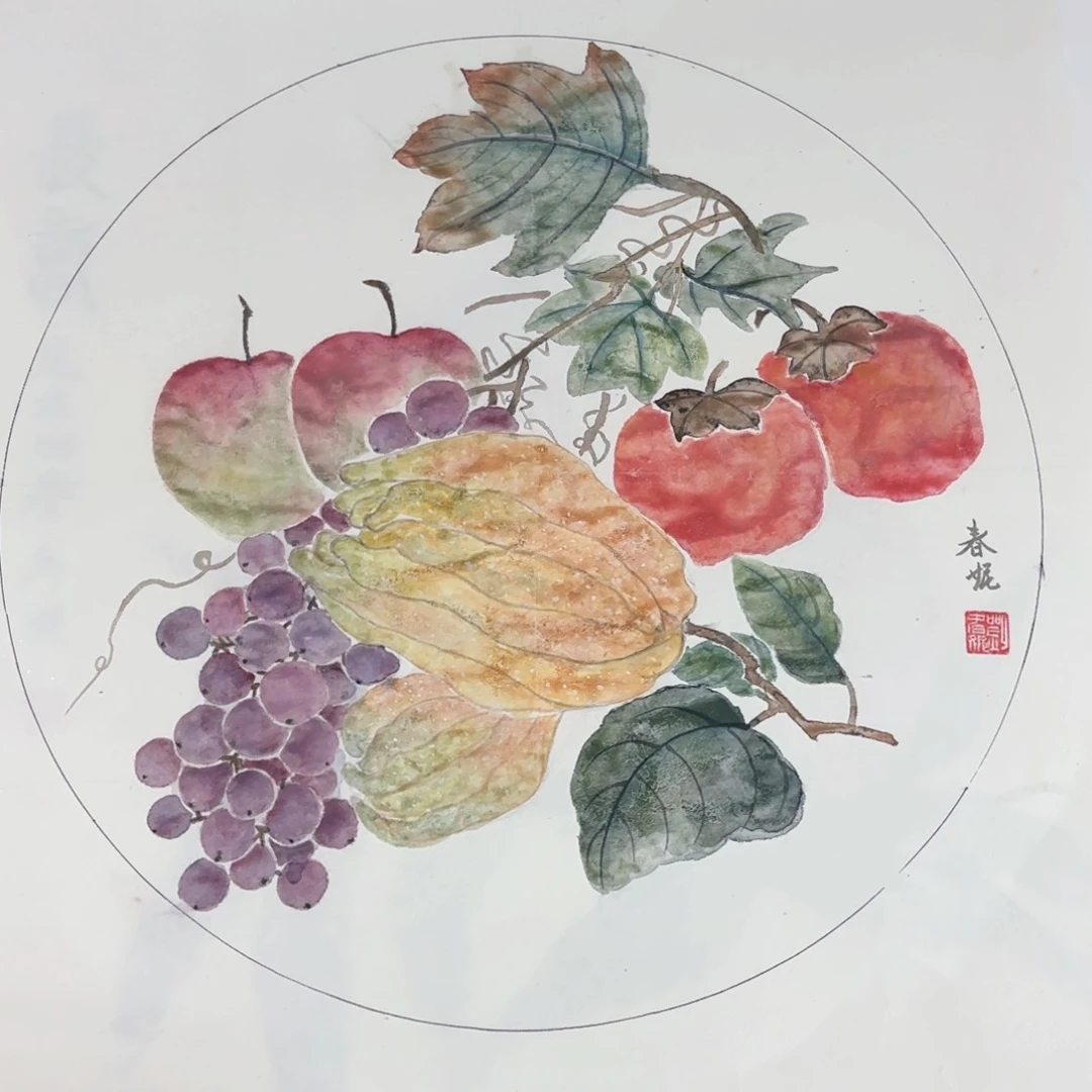 国画板*春妮 斗方花鸟