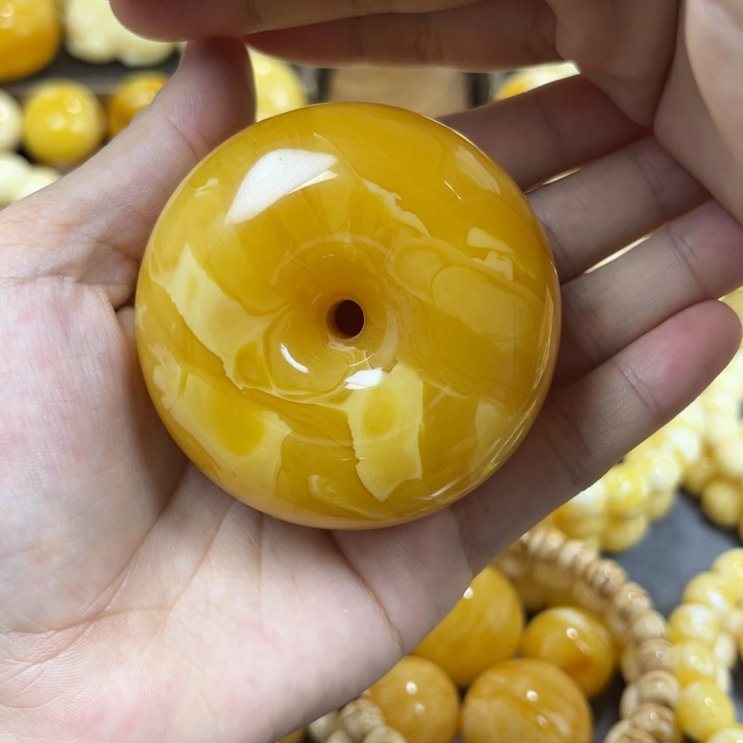 琥珀未镶嵌手串平安扣