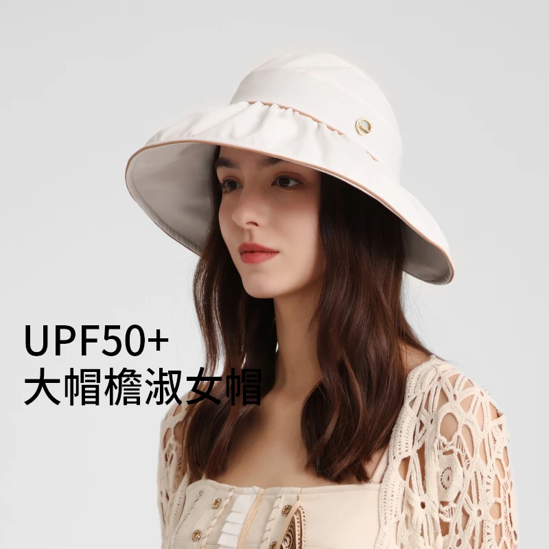 半空顶高马尾可折叠遮阳防晒帽女夏大头围轻量化高尔夫渔夫帽