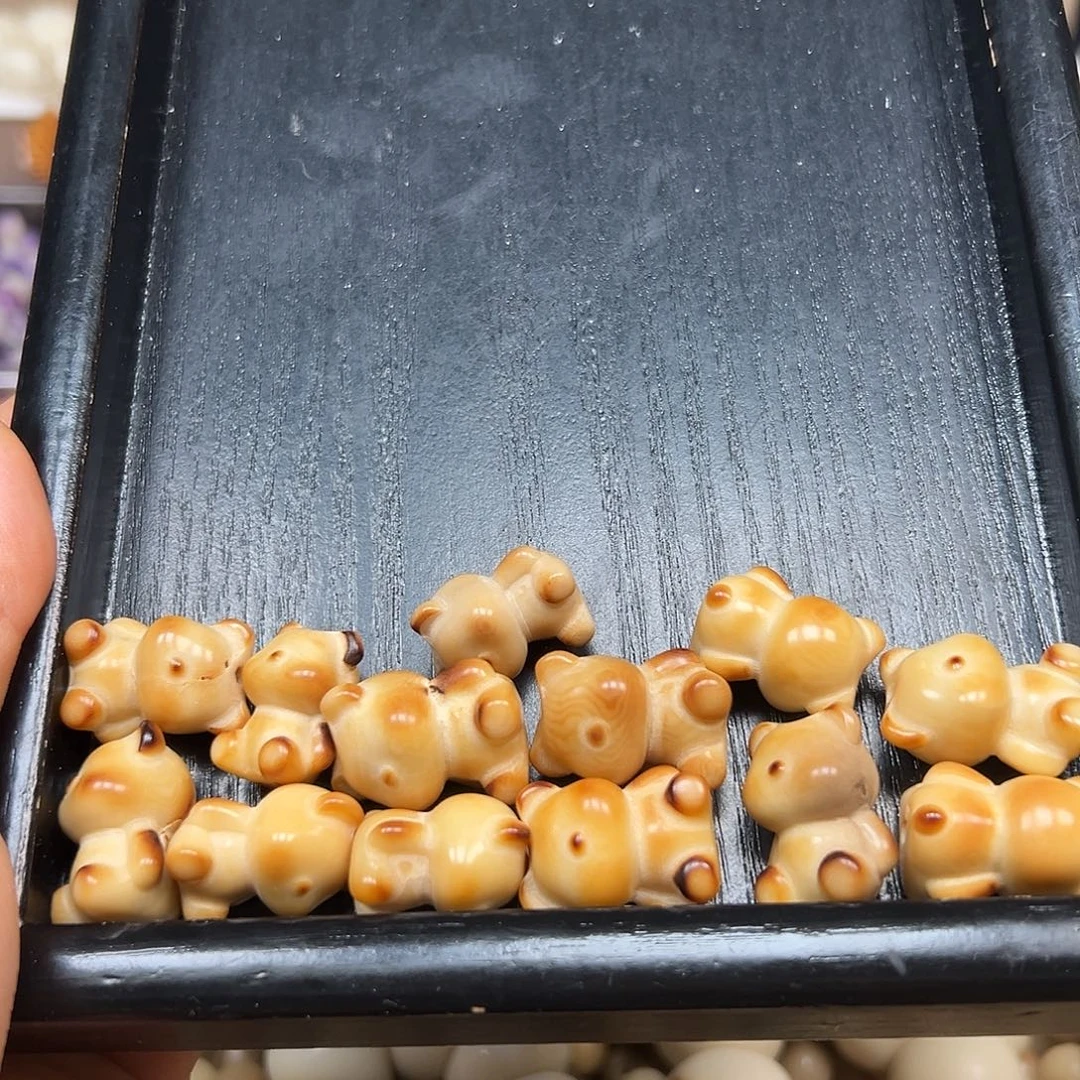 手串菩提根/象牙果瑕疵炭烤暴力熊13颗表面孔道有裂