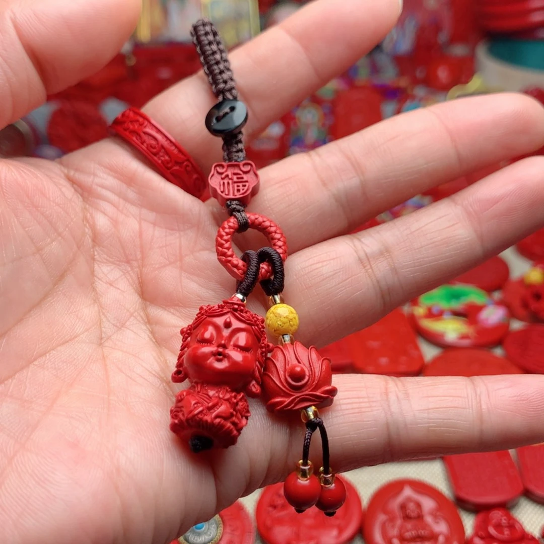 天然辰砂工艺品朱砂钥匙扣