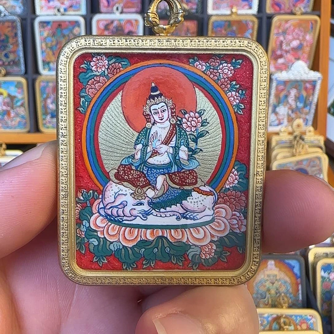 吊坠普贤热贡唐卡！清！