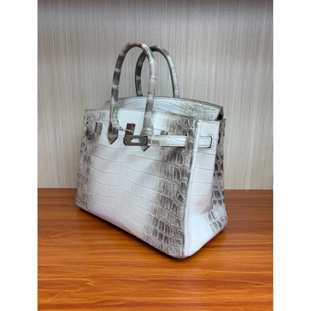 进口尼罗鳄喜马拉雅铂金25cm手缝蜡线经典时尚高贵手提女包
