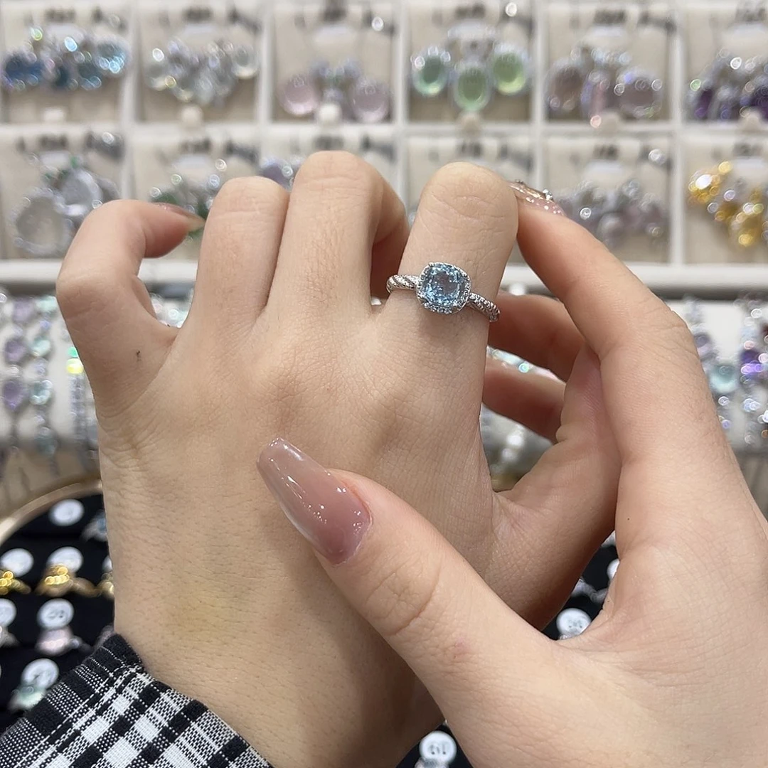 蛇纹石玉银S925镶嵌戒指