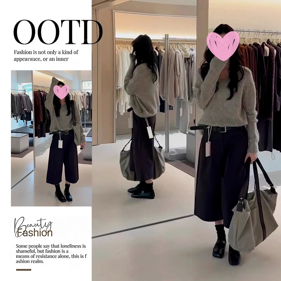 2025秋季新款女韩系穿搭宽松长袖毛衣上衣气质慵懒风时尚休闲针织