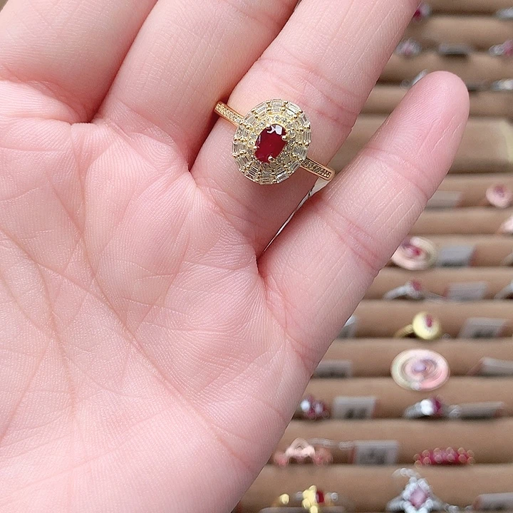 银S925镶嵌戒指红宝石