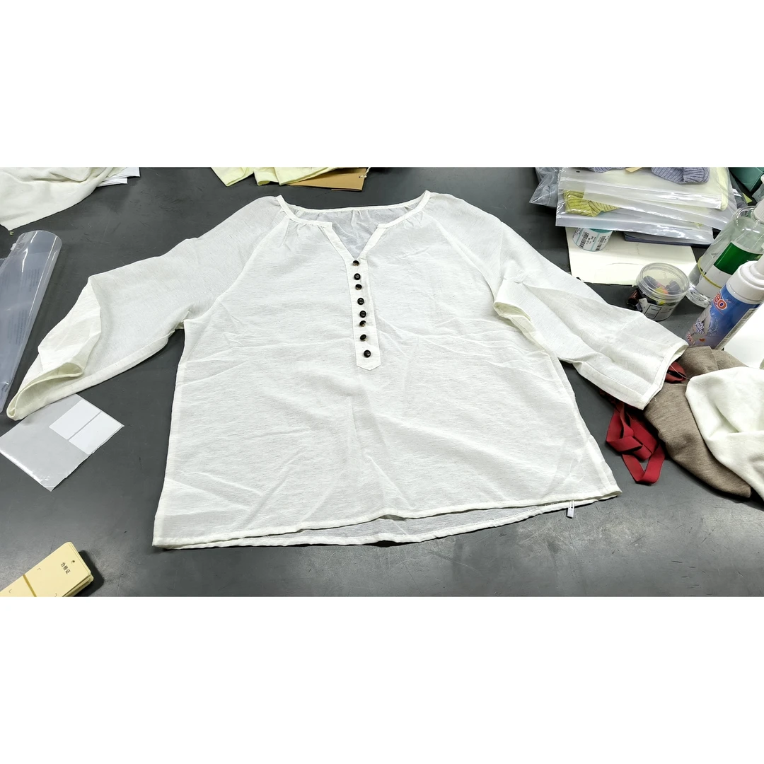 夏季宽松亚麻打底杉-2914