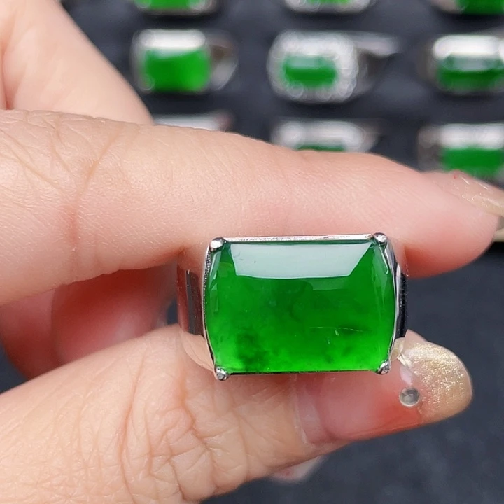 翡翠戒指银S925镶嵌编号0018没有运费险