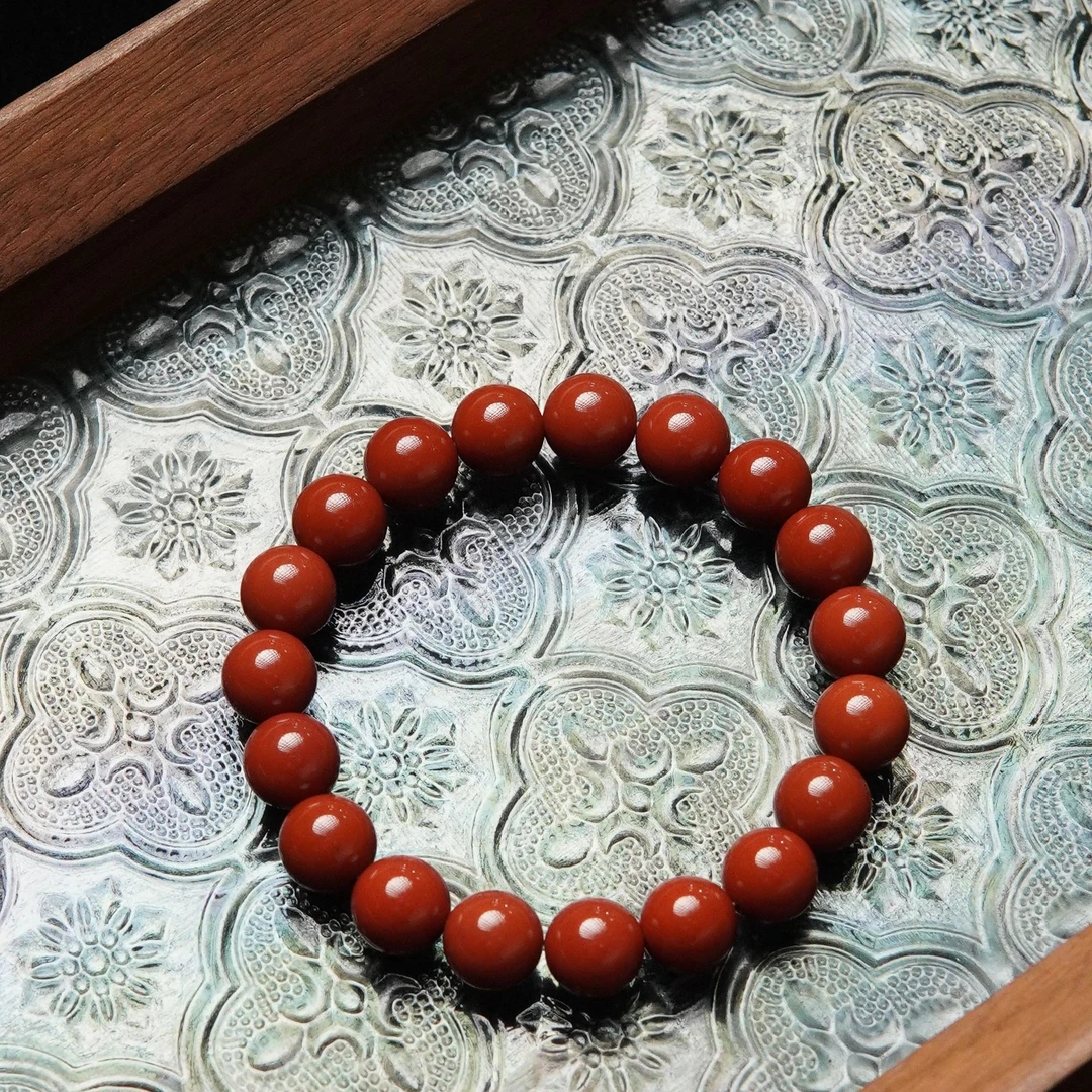 天然南红玛瑙9mm圆珠单圈手串